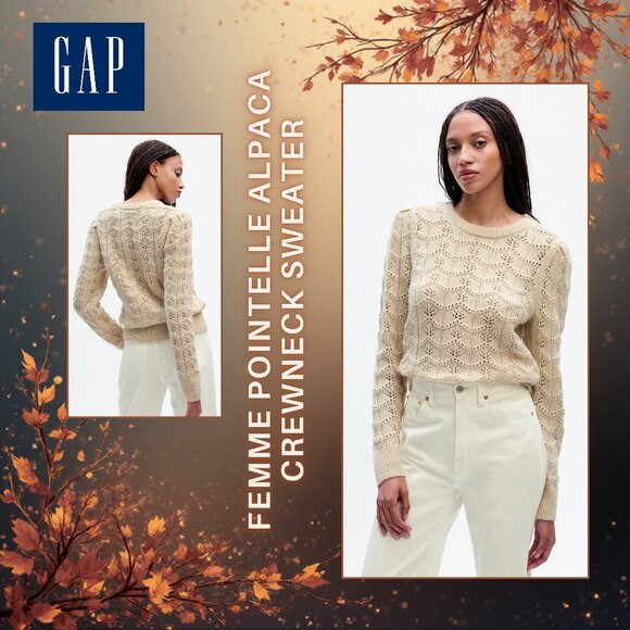 GAP Cream Femme Pointelle Alpaca Crewneck Sweater (size S) - Picture 1 of 11